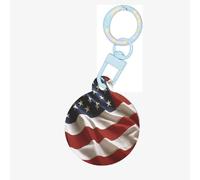 Médaille d'identification ronde en acrylique motif drapeau des États-Unis d'Amérique, parfaite pour les chiens et les chats de petite et grande taille, mignonne et fonctionnelle