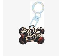 Médaille d'identification Vortex dans la forêt personnalisée pour chien et chat, en acrylique en forme d'os, bleu ciel, taille M