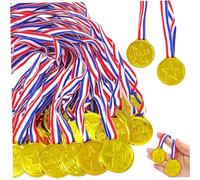 Médaille d'or, médailles pour enfants, médaille d'or en plastique 100 pièces, médailles de récompense imperméables et résistantes à la décoloration, participation portable à une réunion sportive pour