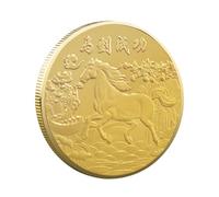 Médaille du Cheval De L'année, Pièce Commémorative en Or, Emblème du Cheval Dragon | Zoodiaac Chinois Festival Traditionnel Fortune Collection Affichage Ornement Souvenir pour Les Étagères De