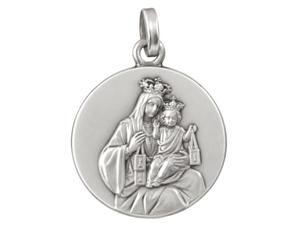 Médaille en argent 925 de Notre Dame du Scapulaire (Vierge du Mont Carmel) - Les médailles des saints patrons -100% Made in Italy