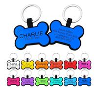 Médaille gravée pour animaux de compagnie en silicone avec n'importe quel nom et texte - Médaille personnalisée pour chien de compagnie, insonorisante, plus de jingling pour chiens, bleu foncé