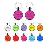 Médaille gravée pour animaux de compagnie - Médaille pour chien personnalisée avec n'importe quel nom et texte - Médaille d'identification ronde gravée pour chiens de compagnie, sans bruit, plus de