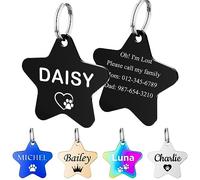 MéDaille Identification Pour Animaux De Compagnie - Plaque PersonnaliséE Pour Chien Et Chat Avec IcôNe & 5 Lignes De Texte Gravé En Acier Inoxydable Medaille Chien,Étoile