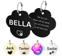 MéDaille Identification Pour Animaux De Compagnie - Plaque PersonnaliséE Pour Chien Et Chat Avec IcôNe & 5 Lignes De Texte Gravé En Acier Inoxydable Medaille Chien,Patte