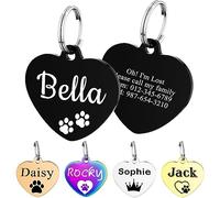MéDaille Identification Pour Animaux De Compagnie - Plaque PersonnaliséE Pour Chien Et Chat Avec IcôNe & 5 Lignes De Texte Gravé En Acier Inoxydable Medaille Chien,Cœur