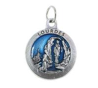 Médaille métal de l'Apparition de Lourdes et portrait de Bernadette. - Médaille et croix métal - Culte Chrétien en Métal