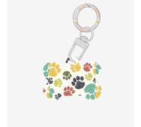 Médaille mignonne en acrylique avec motif patte de chien colorée double face en forme d'os avec porte-clés pour animaux de compagnie décorations d'artisanat