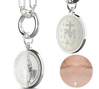 Médaille miraculeuse - Collier Vierge Marie - Chaîne en acier inoxydable anti-ternissement - Fabriqué aux États-Unis - Collier trombone pour femme - Marque familiale