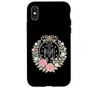 Médaille Miraculeuse Florale Dévotion Catholique Mariale Coque pour iPhone X/XS