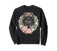 Médaille Miraculeuse Florale Dévotion Catholique Mariale Sweatshirt