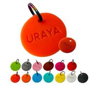Médaille originale gravée en silicone pour chien ou chat, médaillon personnalisable souple, étiquette d'identification personnalisée, 30mm (Orange foncé)