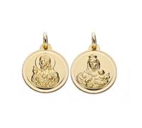 Médaille pendentif 18mm 18k Scapulaire d'or. Carmen Vierge et du Christ [AA0564]