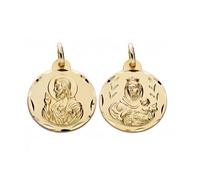 Médaille pendentif 20mm 18k Scapulaire d'or. Carmen Vierge et du Christ [AA0550]