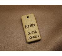 Médaille personnalisée en bois massif gravé pour chien os