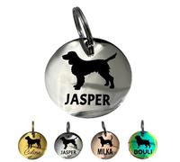 Médaille personnalisée pour chien avec silhouette de race - Acier inoxydable - Gravure recto verso - 25 ou 30 mm - Fabrication française (ARGENT, 25mm)