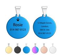 Médaille personnalisée pour chien - Médailles pour chiens et animaux de compagnie - Gravée en acier inoxydable avec n'importe quel nom et texte - Médaille d'identification ronde pour chiens