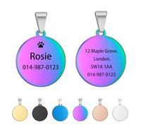 Médaille personnalisée pour chien - Médailles pour chiens et animaux de compagnie - Gravure au Royaume-Uni - En acier inoxydable avec n'importe quel nom et texte - Médaille d'identification ronde pour
