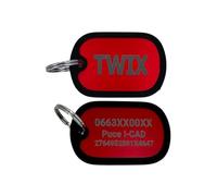 Médaille plaque en aluminium avec bumper en silicone, médaille gravée, Etiquette d'identification personnalisable, médaillon gravé, médaille pour chien (Rouge)