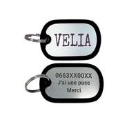 Médaille plaque en aluminium avec bumper en silicone, médaille gravée, Etiquette d'identification personnalisable, médaillon gravé, médaille pour chien (Argent)