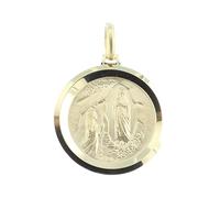 Médaille plaqué Or ronde, Portrait Vierge Marie et Apparition de Lourdes - Médaille et croix Plaqué Or - Culte Chrétien en Plaqué Or