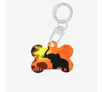 Médaille pour Animaux De Compagnie Paysage de coucher de soleil avec des éléphants, Médailles D'Identification pour Chien Chat
