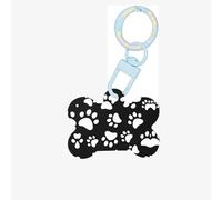 Médaille pour chien en forme d'os double face avec impression de patte d'ours