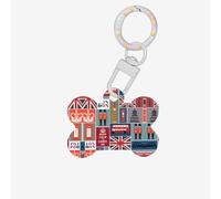 Médaille pour chien en forme d'os double face avec impression de symboles de l'Angleterre