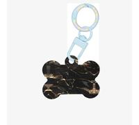 Médaille pour chien en forme d'os double face avec impression marbre noir et doré
