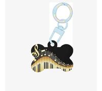 Médaille pour chien en forme d'os double face avec impression musicale