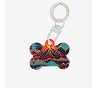 Médaille pour chien en forme d'os double face avec impression volcanique