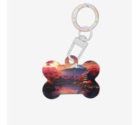 Médaille pour chien japonaise Mount Fuji paysage 2 impression en forme d'os double face pour chien en forme d'os