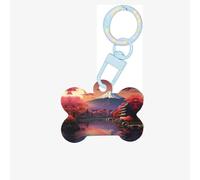 Médaille pour chien japonaise Mount Fuji paysage 2 impression en forme d'os double face pour chien en forme d'os