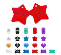 Médaille pour chiens gravée UK - Médaille personnalisée avec n'importe quel nom et texte - En acier inoxydable - Médaille d'identification personnalisée pour chiens, avec anneau fendu (forme d'étoile