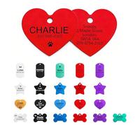 Médaille pour chiens gravée UK - Médaille personnalisée avec n'importe quel nom et texte - En acier inoxydable - Médaille d'identification personnalisée pour chiens, avec anneau fendu (forme de cœur