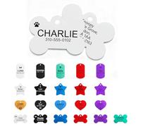 Médaille pour chiens gravée UK - Médaille personnalisée avec n'importe quel nom et texte - En acier inoxydable - Médaille d'identification personnalisée pour chiens, avec anneau fendu (forme d'os