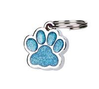 Médaille réfléchissante personnalisée à paillettes pour chien et chat - 25 mm - 15 mm - Bleu - Économique