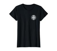 Médaille Religieuse catholique de Saint Benoît | Chrétienne T-Shirt Graphique avec Valeur, Femme, Noir, L