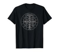 Médaille Religieuse catholique de Saint Benoît | Chrétienne T-Shirt Graphique avec Valeur, Homme, Noir, S