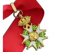 Médaille réplique de la Légion d'honneur de l'empereur Napoléon de France - Écusson de grade d'officier chevalier senior, bijou militaire à collectionner (Honneur et Patrie), One, Acier allié