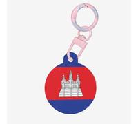 Médaille ronde drapeau du Cambodge - Médaille personnalisée pour animaux de compagnie, matériau acrylique durable, idéal pour les chiens de petite et grande taille