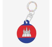 Médaille ronde drapeau du Cambodge - Médaille personnalisée pour animaux de compagnie, matériau acrylique durable, idéal pour les chiens de petite et grande taille