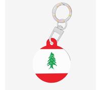 Médaille ronde drapeau du Liban pour animaux de compagnie - Médaille personnalisée pour animaux de compagnie, matériau acrylique durable, idéal pour les petits et grands chiens