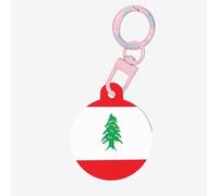 Médaille ronde drapeau du Liban pour animaux de compagnie - Médaille personnalisée pour animaux de compagnie, matériau acrylique durable, idéal pour les petits et grands chiens