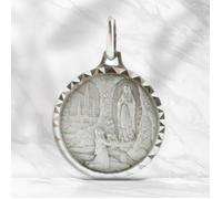 Médaille ronde en Argent avec l'Apparition de Lourdes 18mm