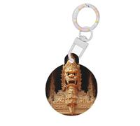 Médaille ronde en forme de statue d'Angkor Wat en acrylique, durable et élégante, parfaite pour les petits et grands animaux de compagnie