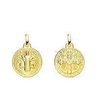 Médaille Saint Benoît en or 9 carats. croix arrière de 16 mm