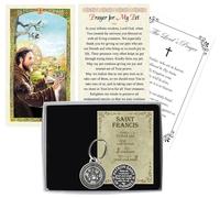 Médaille Saint François pour collier de chien - Jeton Saint François Assise, carte de prière St François d'Assise, prière du Seigneur - Médaille de chien St François pour animaux de compagnie, pièce