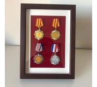 Médaille Vitrine Cadre Shadow Box pour Médailles Militaires Collector Médaillon Revers Pin, Oak Border, 16 inches (Black Flannel)