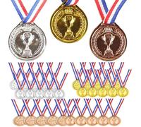 Medailles de Récompense Lot de 30 Médailles en Plastique avec Ruban Médaille d'or d'argent de Bronze
